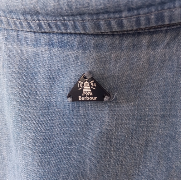 Barbour Tynemouth Denim Utility Shirt Midi Dress In Authentic Wash 10 - Picture 10 of 16